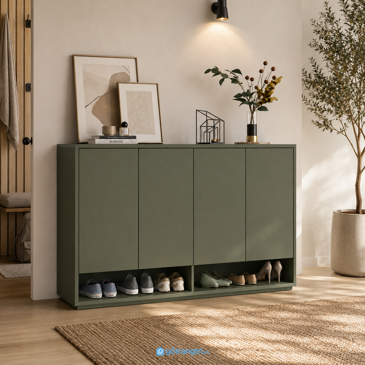 Chi tiết thiết kế Tủ Giày Màu Xanh Olive Cánh Phẳng Hiện Đại GHS-5047 Chi tiết thiết kế Tủ Giày Màu Xanh Olive Cánh Phẳng Hiện Đại GHS-5047