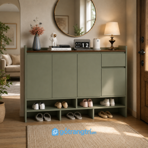 Chi tiết thiết kế Tủ Giày Màu Xanh Olive Hiện Đại 120cm GHS-5035