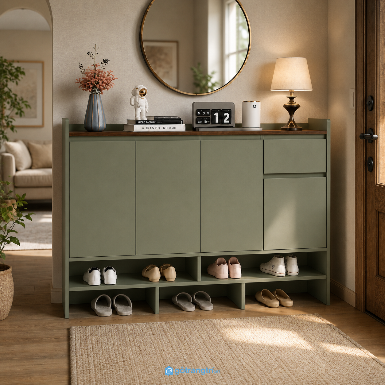 Chi tiết thiết kế Tủ Giày Màu Xanh Olive Hiện Đại 120cm GHS-5035 Chi tiết thiết kế Tủ Giày Màu Xanh Olive Hiện Đại 120cm GHS-5035