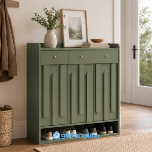 Chi tiết thiết kế Tủ Giày Màu Xanh Olive Hiện Đại 3 Cánh GHS-5051