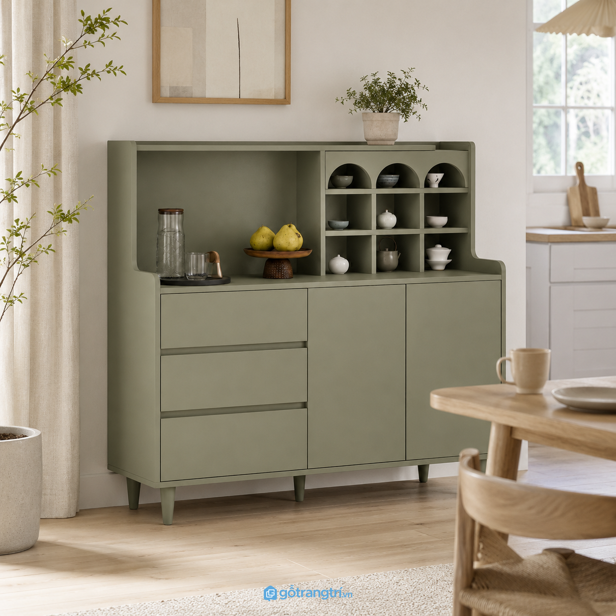 Chi tiết thiết kế Tủ Lưu Trữ Đa Năng Màu Xanh Olive GHS-5023