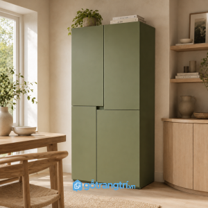 Chi tiết thiết kế Tủ quần áo màu xanh olive hiện đại 4 cánh GHS-5038