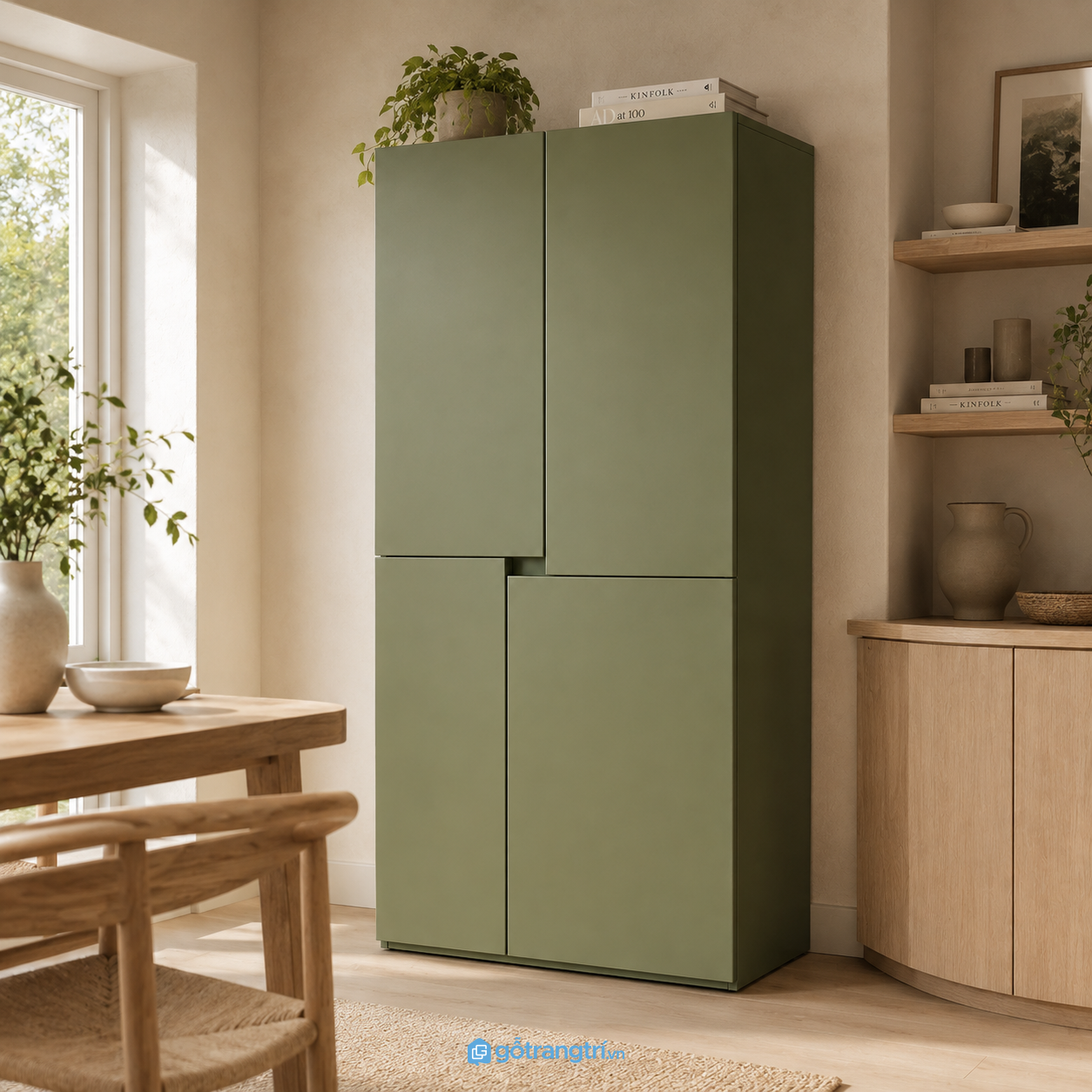 Chi tiết thiết kế Tủ quần áo màu xanh olive hiện đại 4 cánh GHS-5038 Chi tiết thiết kế Tủ quần áo màu xanh olive hiện đại 4 cánh GHS-5038