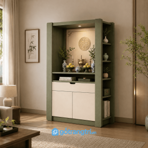Chi tiết thiết kế Tủ thờ hiện đại kết hợp tủ lưu trữ đẹp cho không gian sống GHS-5063