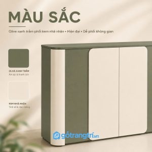 Chi tiết thiết kế Tủ trang trí phòng khách màu xanh olive hiện đại GHS-5030
