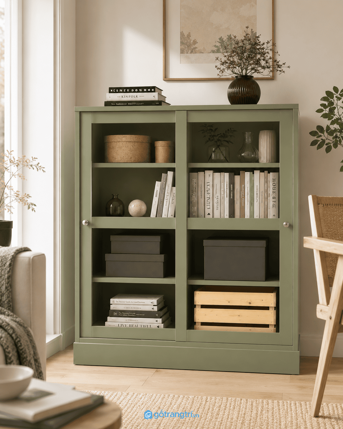 Chi tiết thiết kế Tủ trưng bày cánh kính màu trắng hiện đại GHS-2005 Chi tiết thiết kế Tủ trưng bày cánh kính màu trắng hiện đại GHS-2005