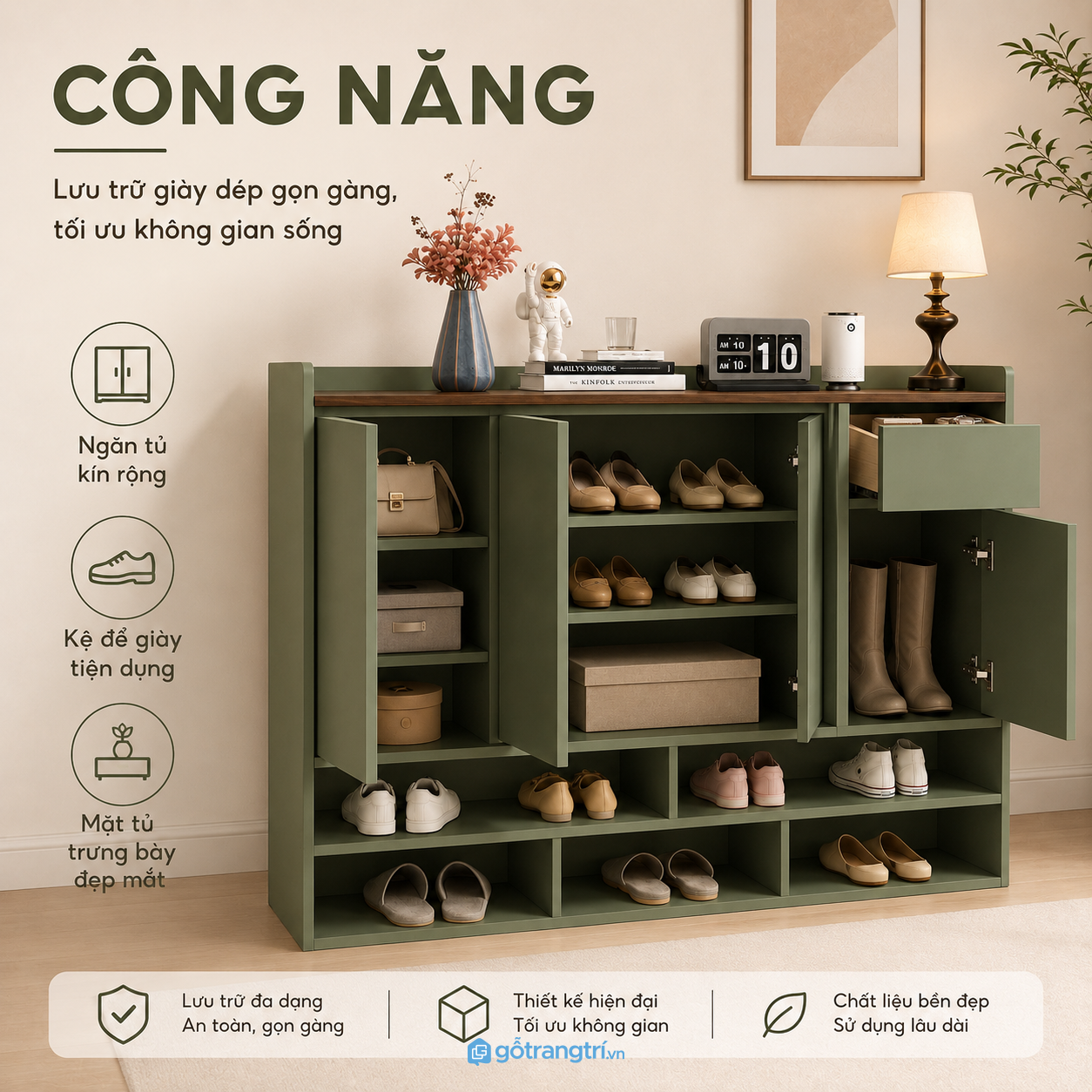 Công năng lưu trữ thông minh, tối ưu diện tích