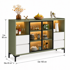 Tủ trang trí phòng khách có đèn led đẹp, tiện dụng cho nhà hiện đại