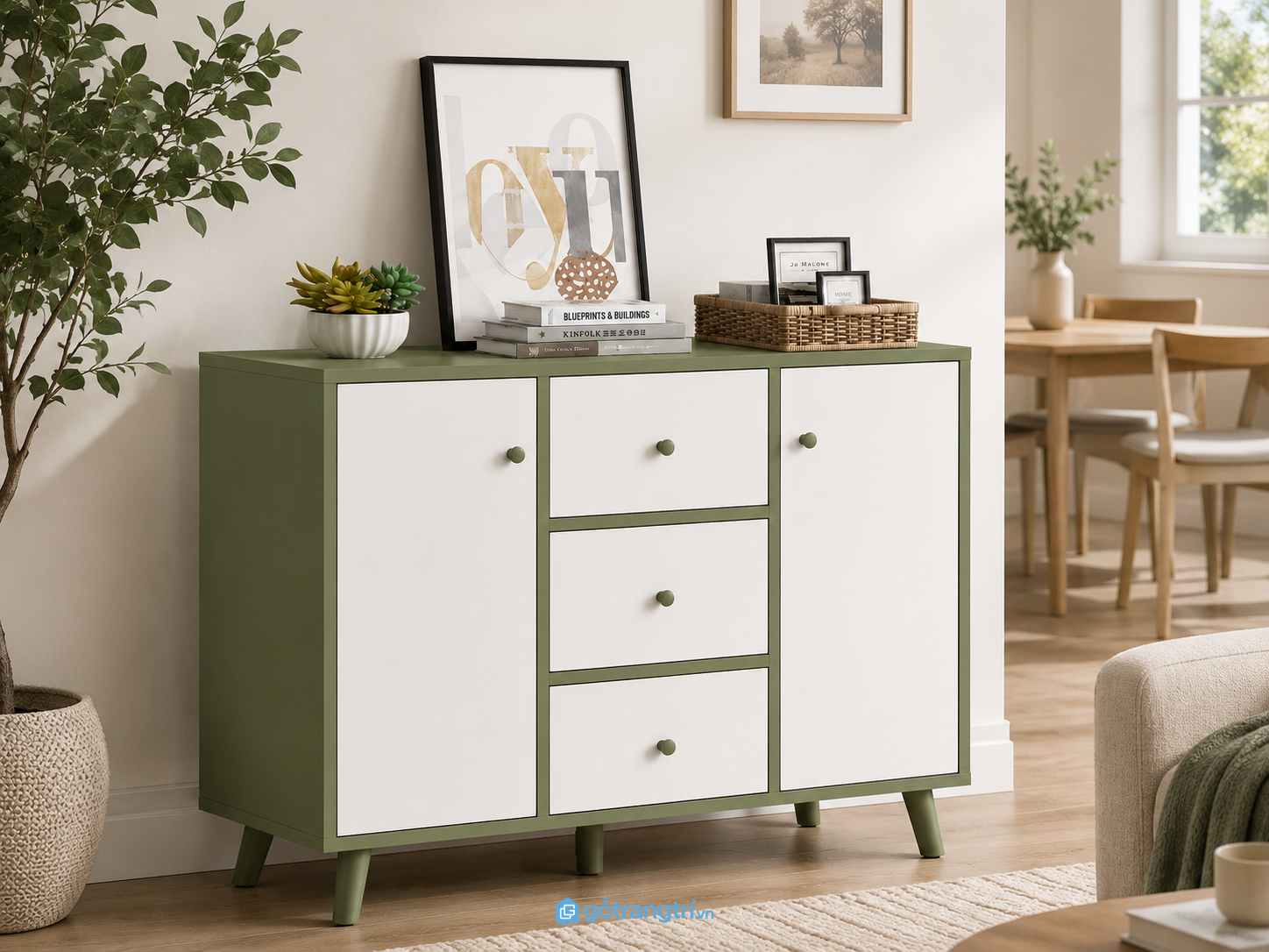 Tủ giày hiện đại màu xanh trắng 120cm
