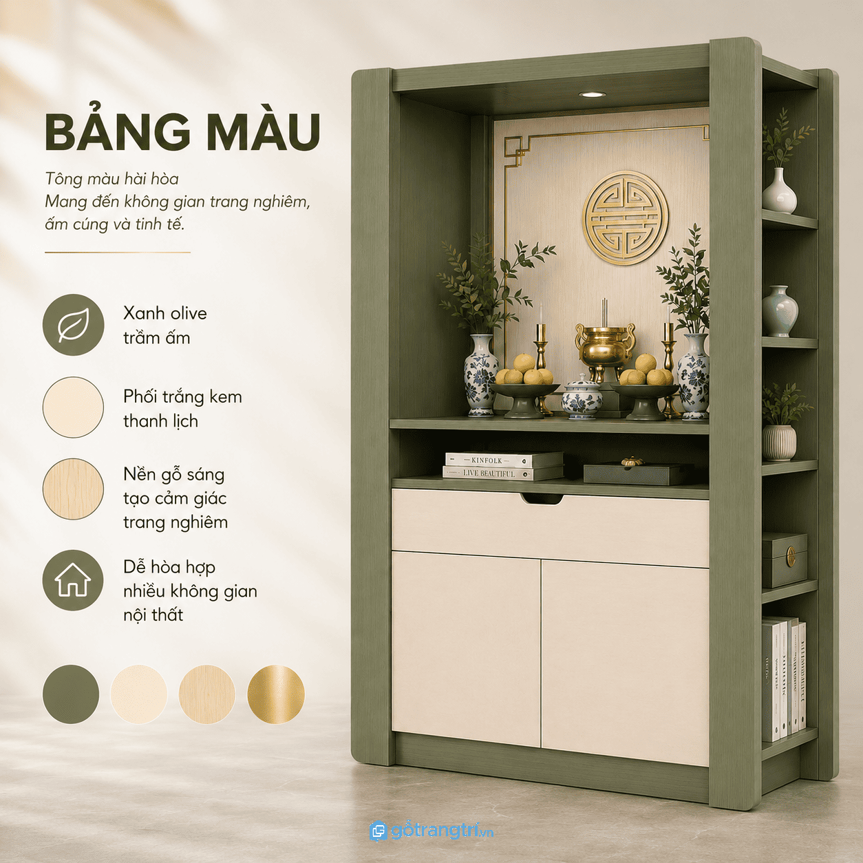 Dễ bố trí trong phòng khách và phòng thờ