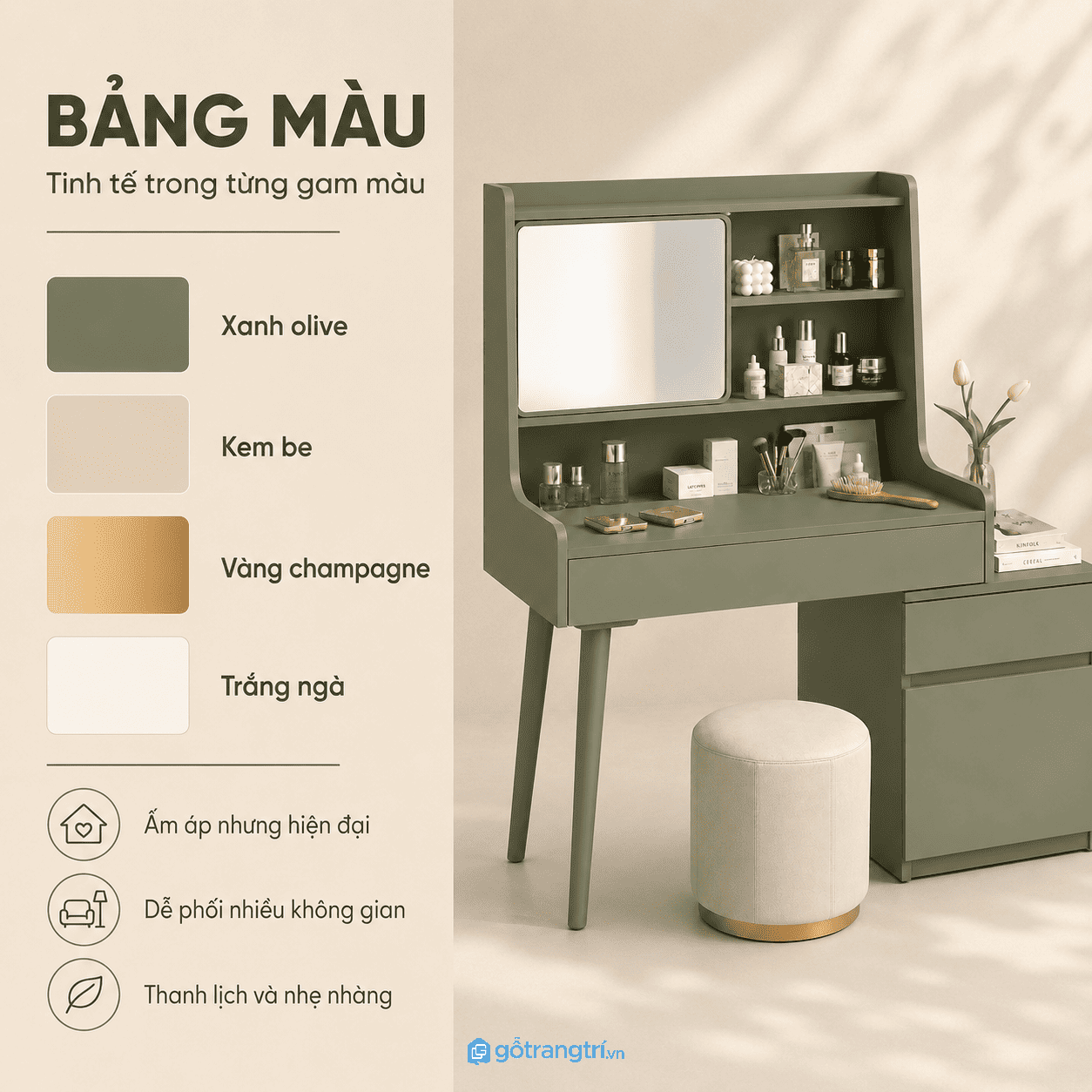 Dễ phối cùng nhiều không gian nội thất