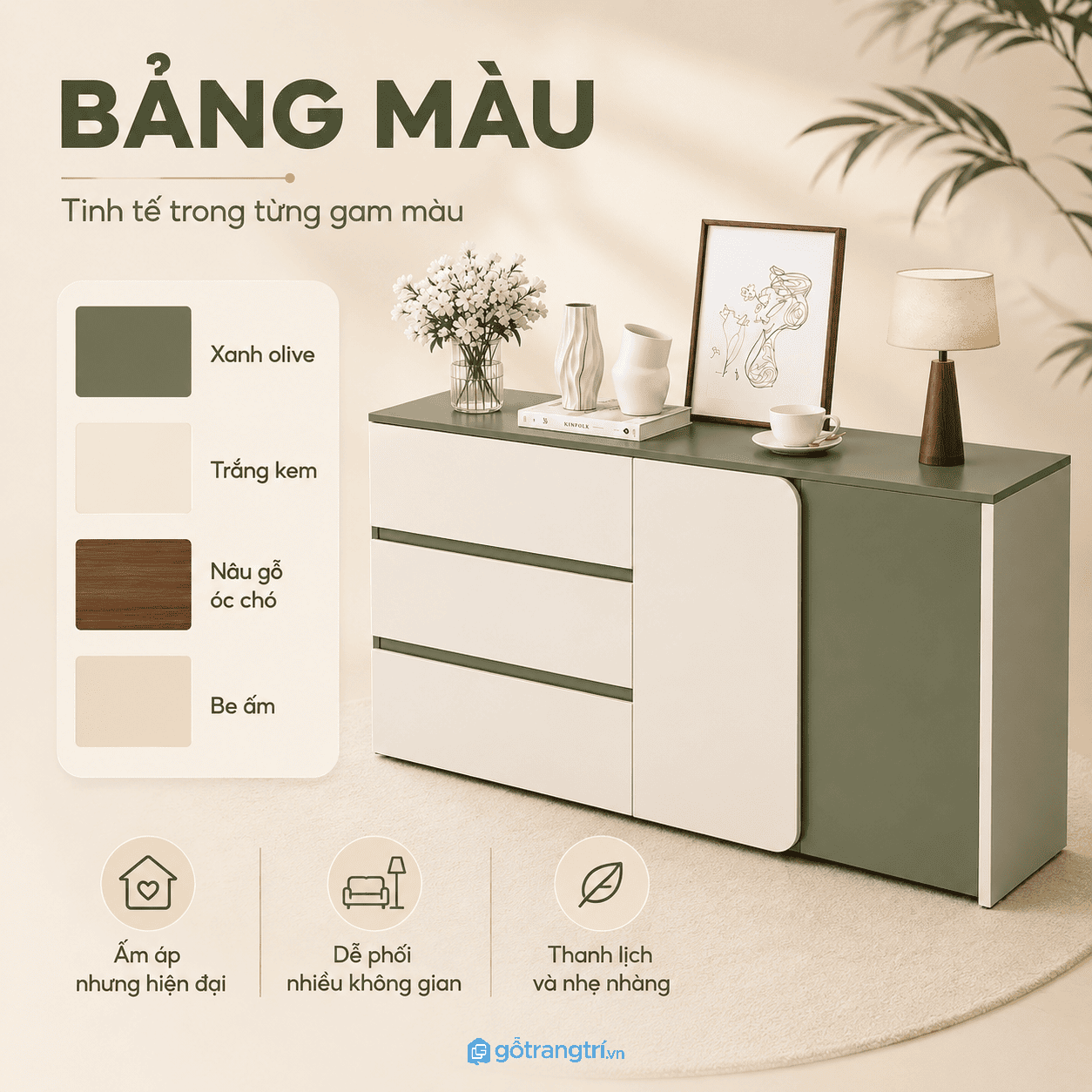 Dễ phối với nhiều không gian nội thất Dễ phối với nhiều không gian nội thất