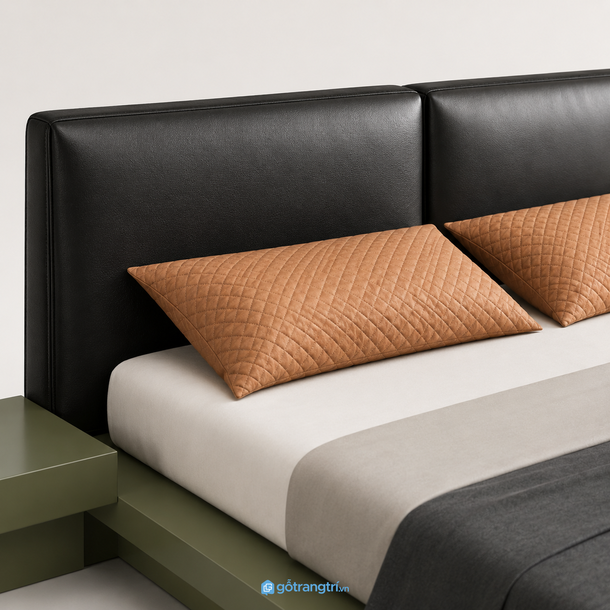 Giường ngủ bệt hiện đại màu xanh rêu