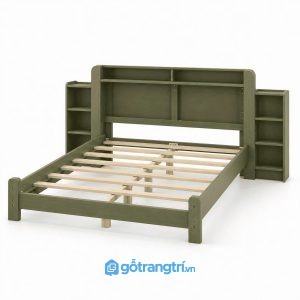 Giường Ngủ Có Kệ Đầu Giường Tích Hợp Màu Xanh Olive GHS-9023 - hình ảnh thực tế 1