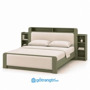 Giường Ngủ Có Kệ Đầu Giường Tích Hợp Màu Xanh Olive GHS-9023 - Lọt nệm 2mx2m - Xanh olive - GHS-9023