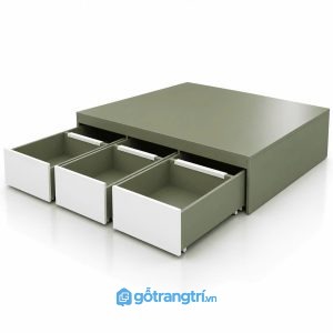 Giường ngủ có ngăn kéo lưu trữ dưới gầm 11,500,000 - Lọt nệm 1m6x2m - Xanh olive - 11,500,000