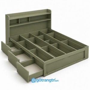 Giường ngủ có ngăn kéo lưu trữ màu xanh olive GHS-9003 - hình ảnh thực tế 1