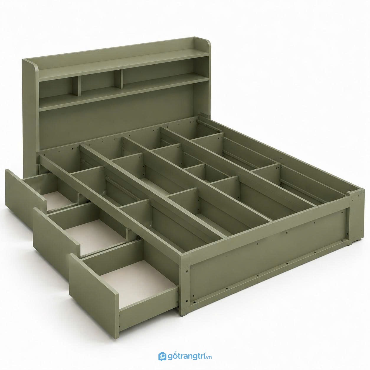 Giường ngủ có ngăn kéo lưu trữ màu xanh olive GHS-9003 - hình ảnh thực tế 1 Giường ngủ có ngăn kéo lưu trữ màu xanh olive GHS-9003 - hình ảnh thực tế 1