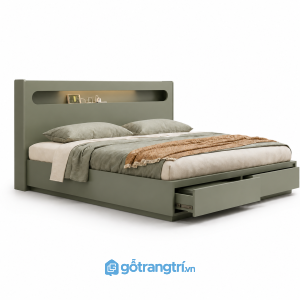Giường Ngủ Có Ngăn Kéo Lưu Trữ Màu Xanh Olive GHS-9010 - Lọt đệm 1m8x2m - Xanh olive