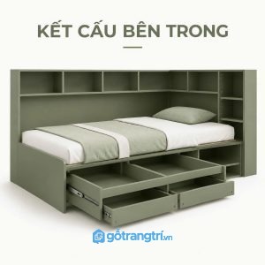 Giường ngủ đa năng có kệ đầu giường và ngăn kéo lưu trữ GHS-9006 - hình ảnh thực tế 1