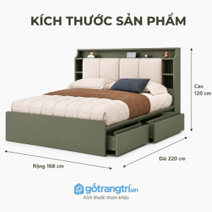 Giường ngủ đa năng có ngăn kéo và kệ đầu giường tối ưu diện tích phòng ngủ