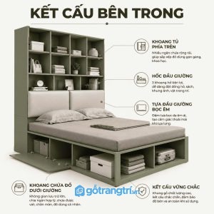 Giường ngủ liền tủ đa năng hiện đại tối ưu không gian GHS-9043 - hình ảnh thực tế 1