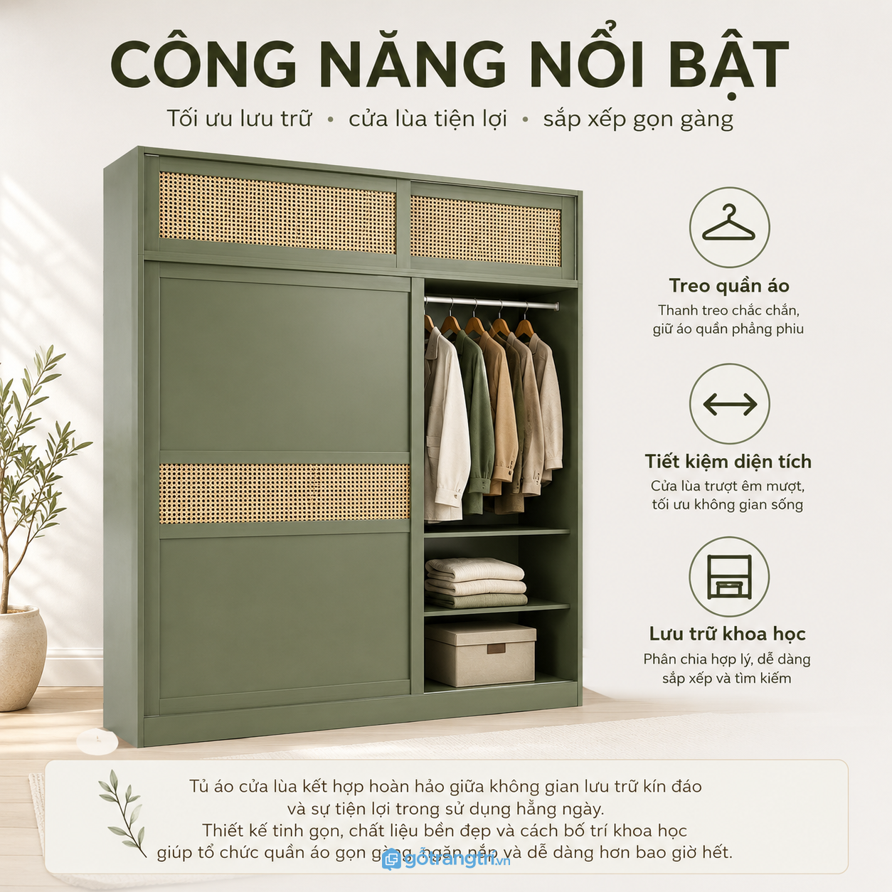 Hệ lưu trữ rộng rãi đáp ứng nhu cầu sử dụng