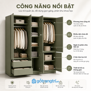 Hệ lưu trữ rộng rãi giúp sắp xếp đồ dùng khoa học