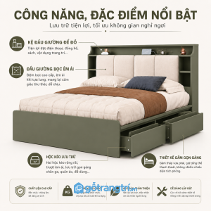 Hộc kéo lưu trữ rộng rãi giúp phòng ngủ gọn gàng