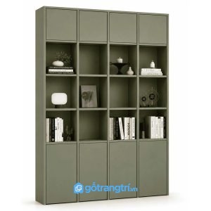 Kệ Sách Đứng Nhiều Ngăn Màu Xanh Olive Hiện Đại GHS-2004 - 1600x350x2200mm - Xanh olive - GHS-2004