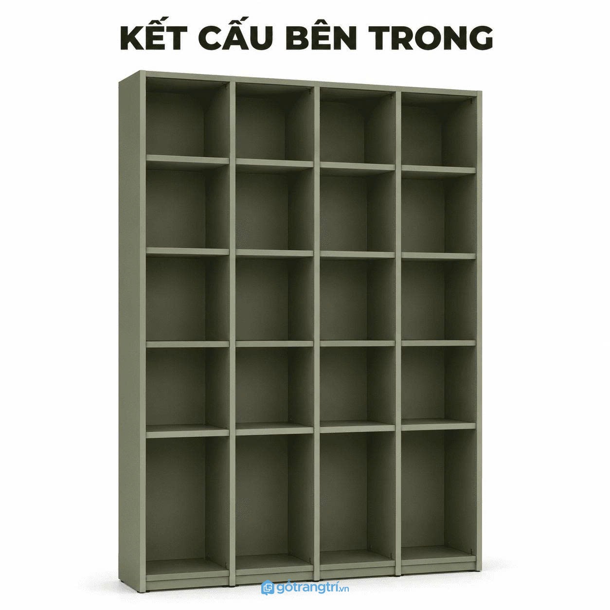 Kệ Sách Đứng Nhiều Ngăn Màu Xanh Olive Hiện Đại GHS-2004 - hình ảnh thực tế 1