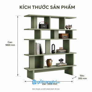Kệ sách mở màu xanh olive hiện đại cho lưu trữ và trưng bày decor