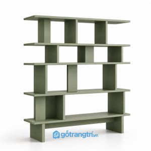 Kệ sách mở màu xanh olive hiện đại nhiều tầng GHS-2003 - hình ảnh thực tế 1
