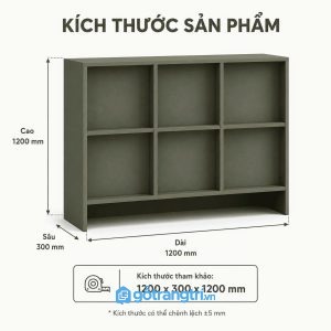 Kệ sách thấp màu xanh olive hiện đại cho không gian sống gọn gàng và thẩm mỹ