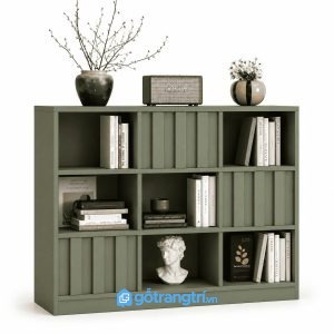 Kệ sách thấp màu xanh olive hiện đại nhiều ngăn GHS-2006 - 120x30x120cm - Xanh olive - GHS-2006a