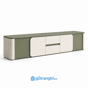 Kệ tivi màu xanh olive cánh lùa bo cong hiện đại GHS-3000