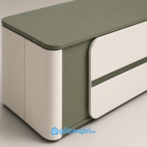 Kệ tivi màu xanh olive cánh lùa bo cong hiện đại GHS-3000 - hình ảnh thực tế 1