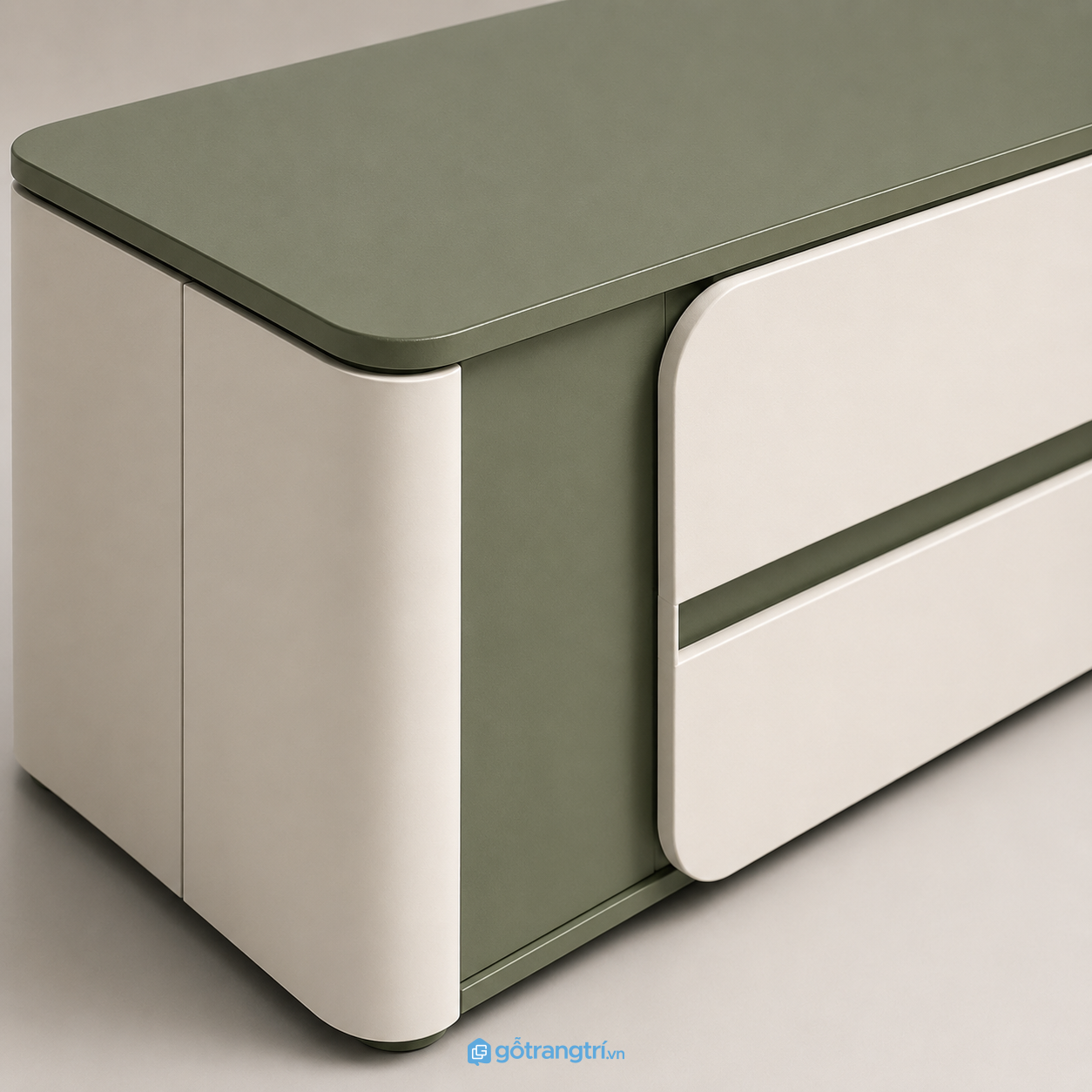 Kệ tivi màu xanh olive cánh lùa bo cong hiện đại GHS-3000 - hình ảnh thực tế 1