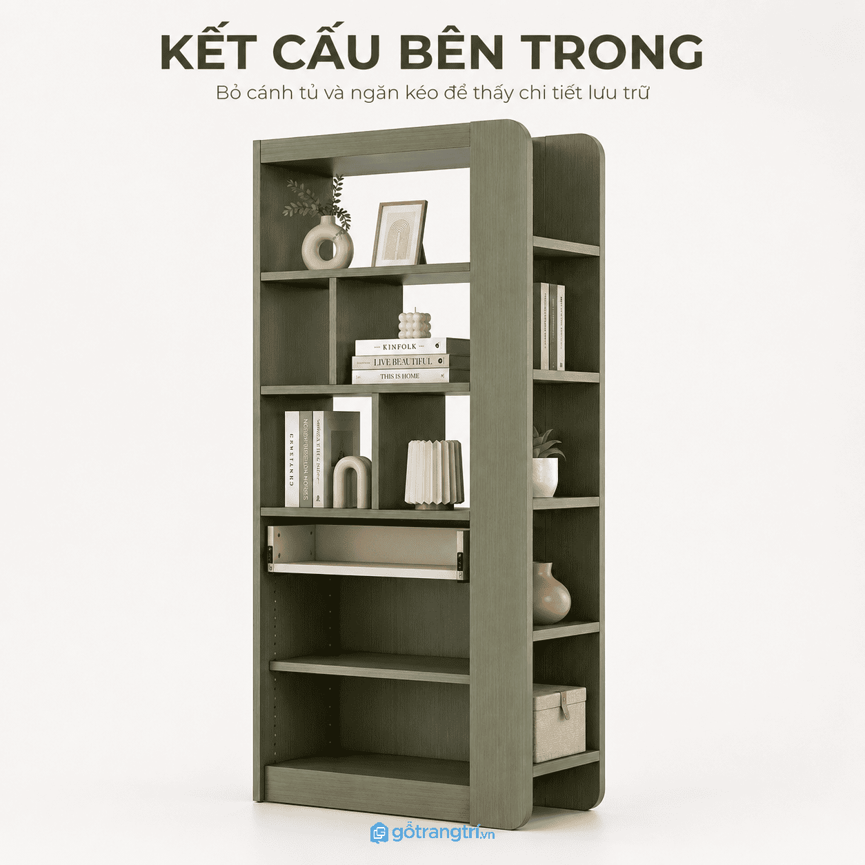 Kệ trang trí kết hợp tủ lưu trữ hiện đại đa năng GHS-5064 - hình ảnh thực tế 1