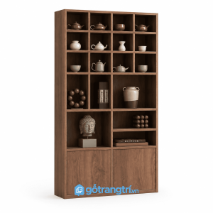Kệ trưng bày nhiều ngăn 120cm hiện đại GHS-5061 - 1200x350x2200mm - Vân gỗ nhiều màu tùy chọn - Chat Zalo