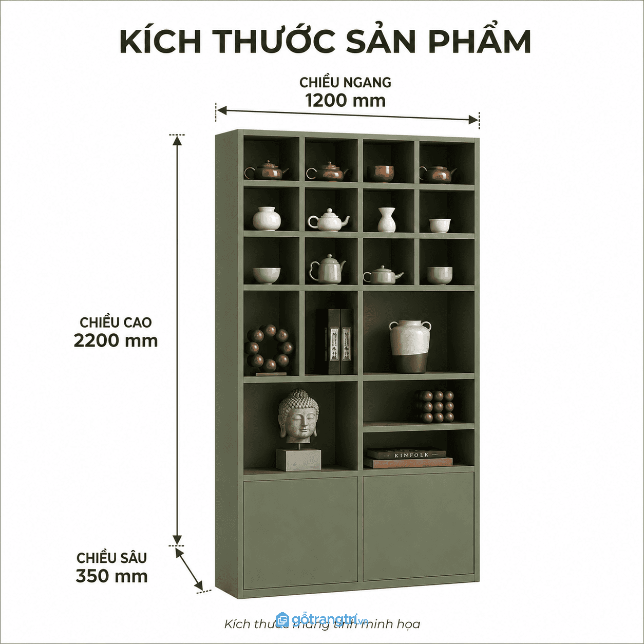 Kệ trưng bày nhiều ngăn 120cm tối ưu không gian lưu trữ và trang trí