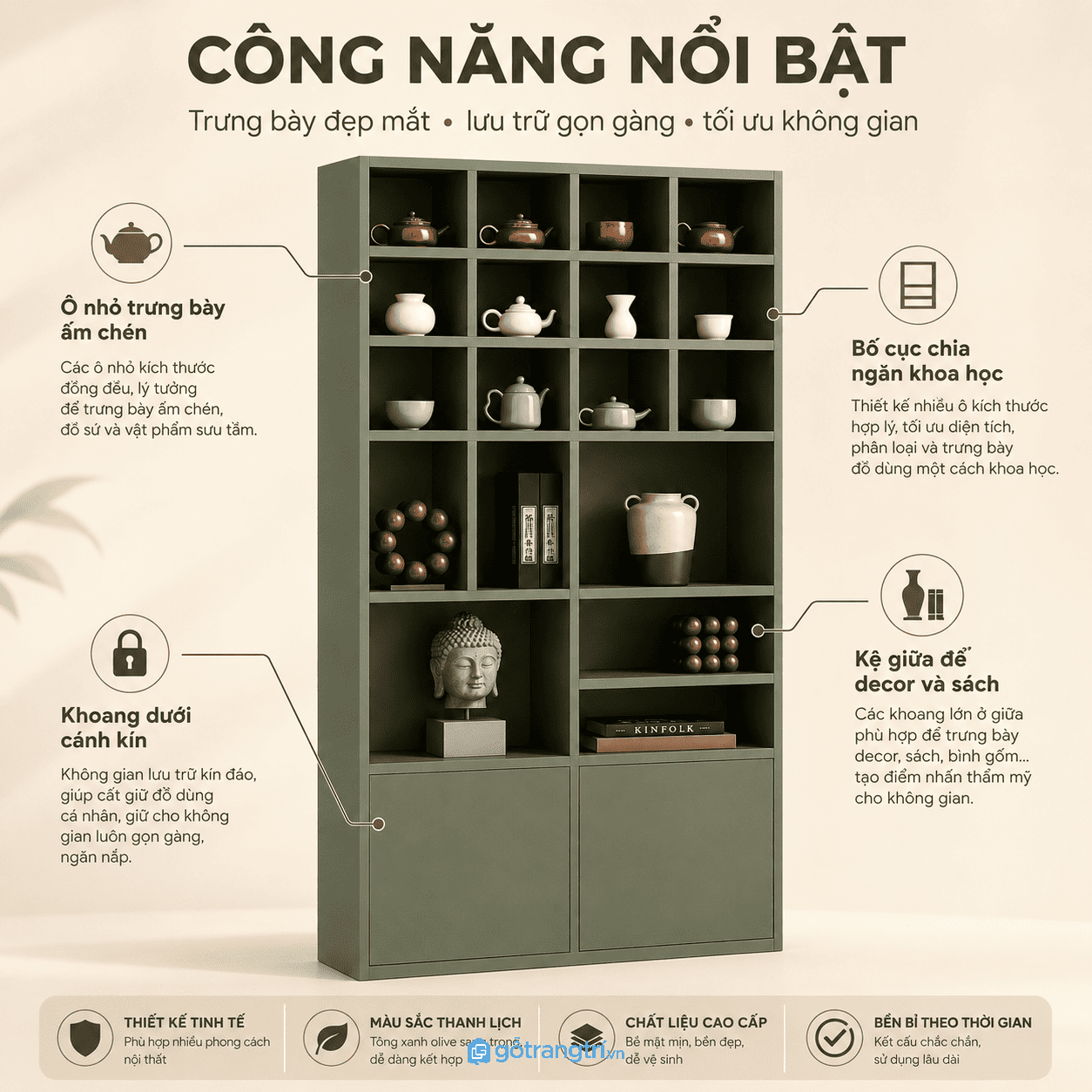 Kết hợp lưu trữ và trang trí trong cùng một sản phẩm