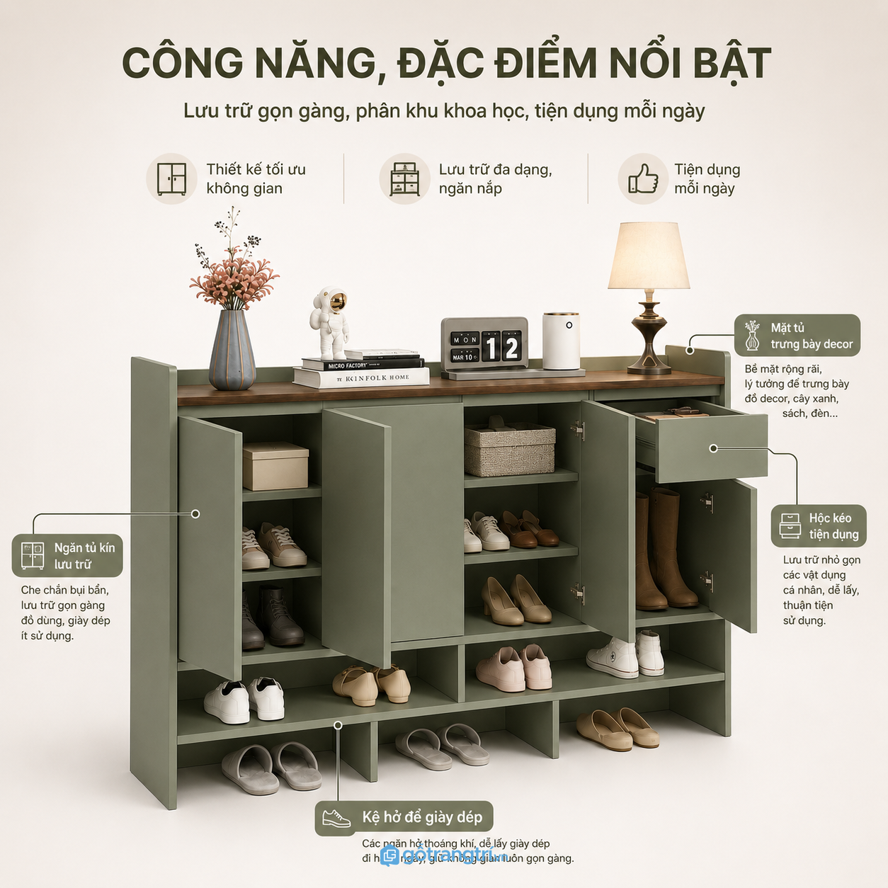 Không gian lưu trữ giày dép khoa học Không gian lưu trữ giày dép khoa học
