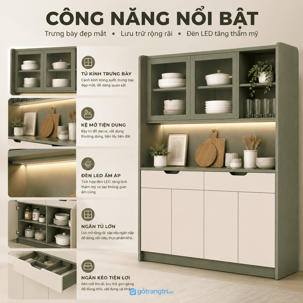Không gian lưu trữ khoa học cho căn bếp