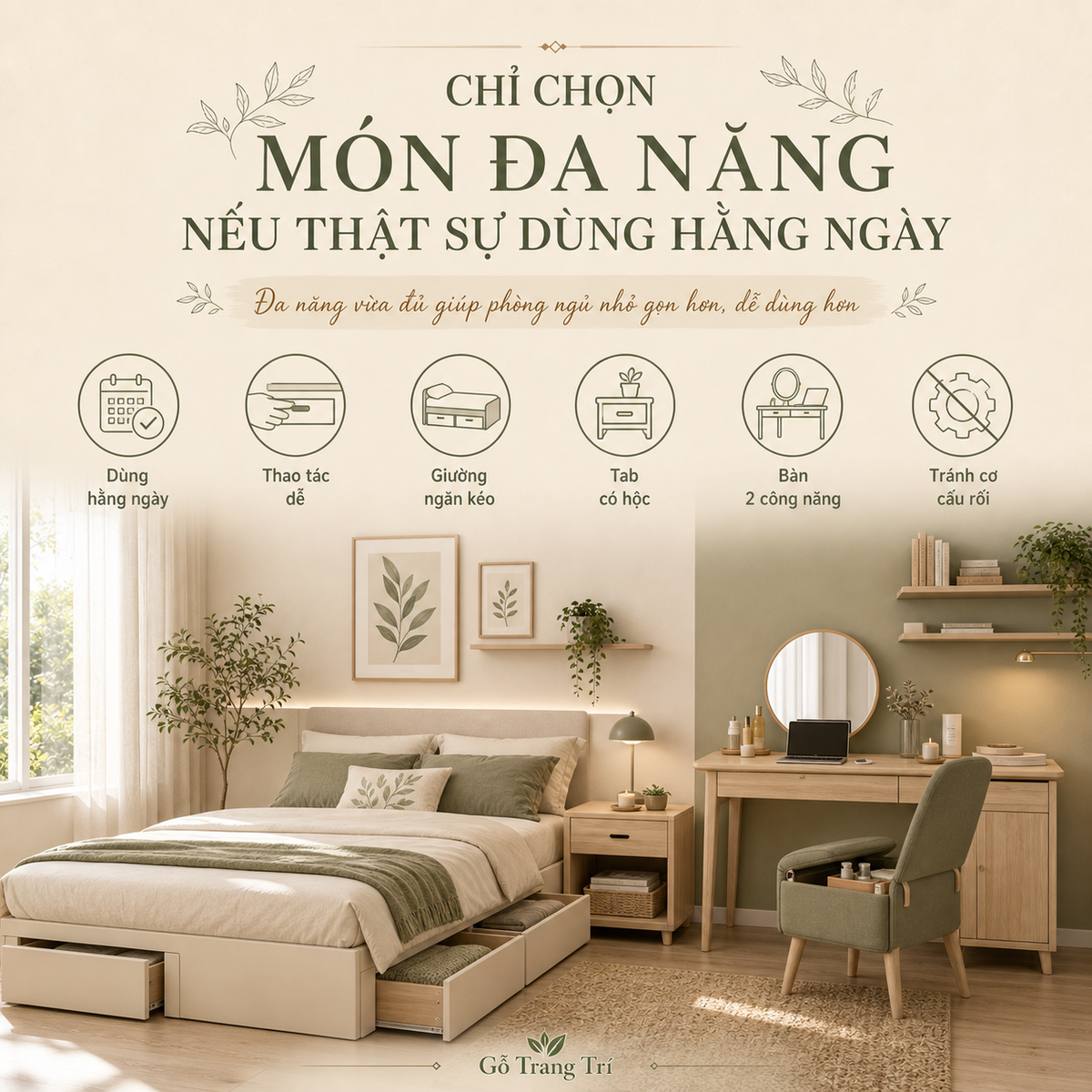 Nội thất đa năng chỉ nên chọn khi thao tác dễ và dùng thật trong sinh hoạt hằng ngày.