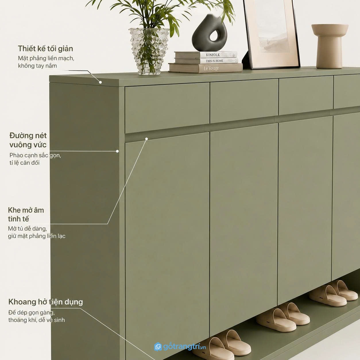 Chi tiết thiết kế Tủ giày màu xanh olive hiện đại nhiều ngăn lưu trữ GHS-5025 Chi tiết thiết kế Tủ giày màu xanh olive hiện đại nhiều ngăn lưu trữ GHS-5025