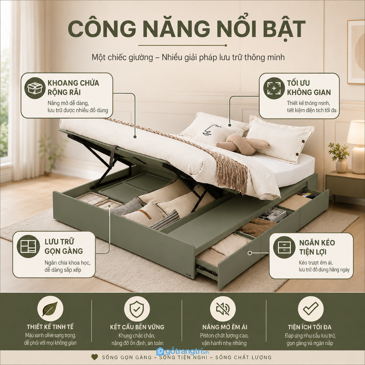 Tăng mạnh khả năng lưu trữ cho phòng ngủ nhỏ Tăng mạnh khả năng lưu trữ cho phòng ngủ nhỏ