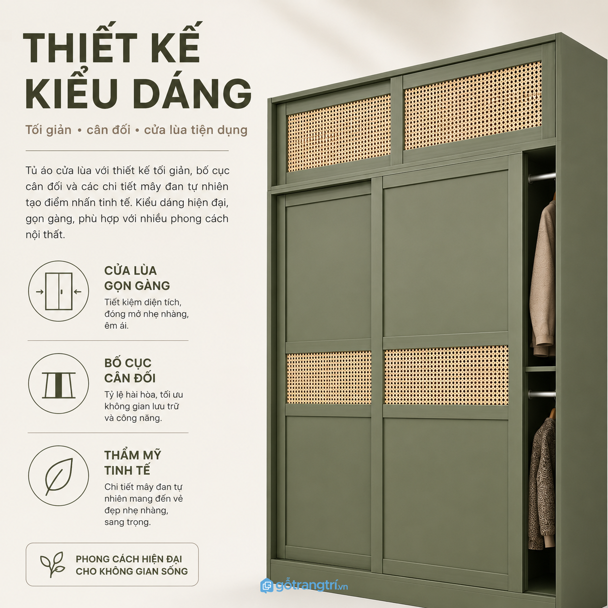 Thiết kế cửa lùa giúp tối ưu diện tích phòng ngủ