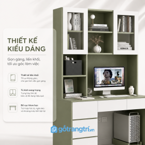 Thiết kế hiện đại, phối màu xanh rêu và trắng hài hòa