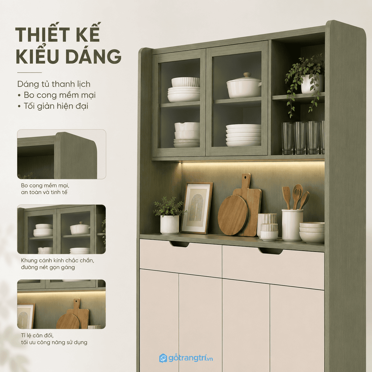 Thiết kế hiện đại phù hợp nhiều không gian bếp